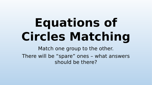 Equations of Circles Matching