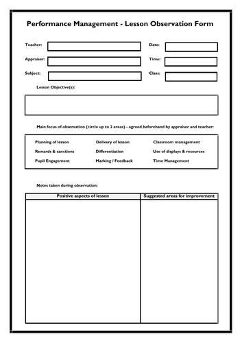 Lesson Observation Forms | Teaching Resources