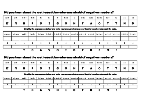 simplifying-algebra-collecting-like-terms-code-breaker-teaching-resources