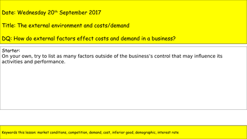 AQA A Level Business - Unit 1 - Businesses and the External Environment