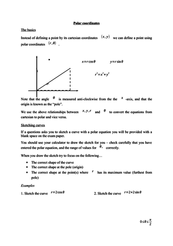 Polar coordinates - teaching notes and examples
