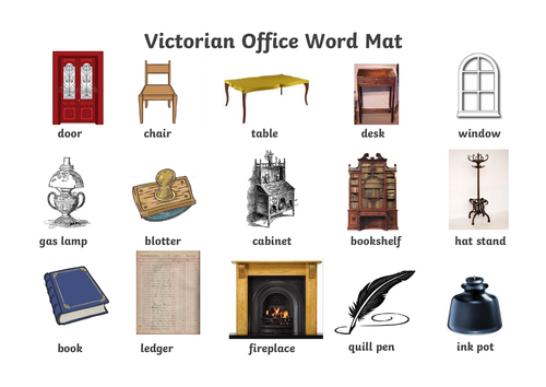 Victorian Office Word Mat (Christmas Carol)