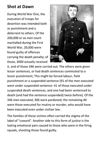 Shot at Dawn Handout