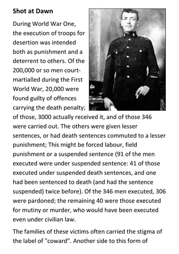 Shot at Dawn Handout