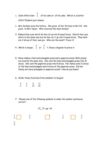 Equivalent Fraction Word Problems Teaching Resources