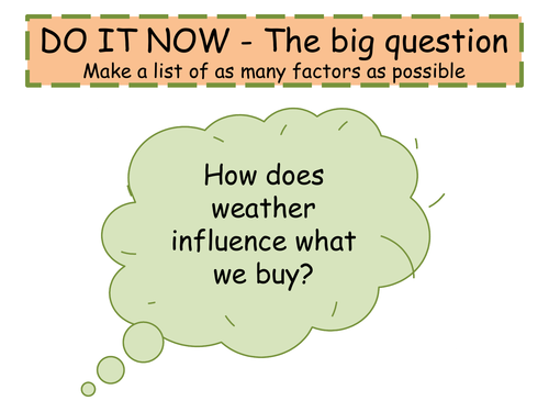 KS3 weather - L7 - weather and shopping - fully resourced