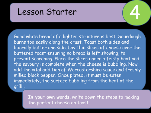 Reading Skills Lesson Starters