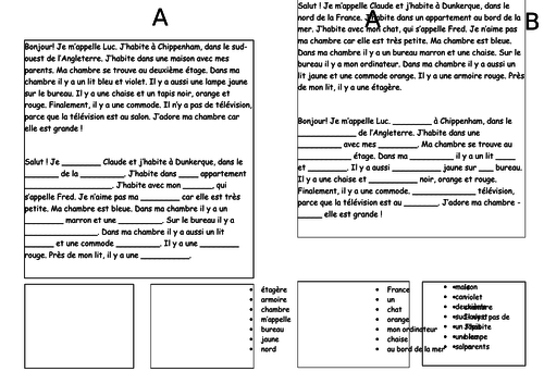 French vocabulary - home and local area/furniture