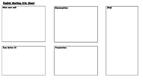 KS2 English Whole Class Marking Sheet