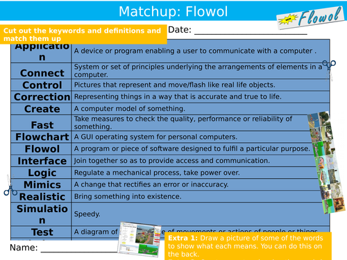 Flowol Programming Definition Matchup ICT Computing Starter Activity Keywords KS3 GCSE Cover