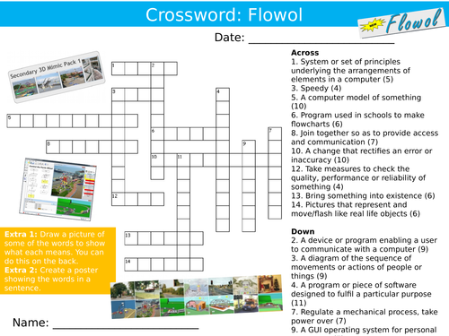 Flowol Programming Crossword ICT Computing Starter Activity Keywords KS3 GCSE Cover