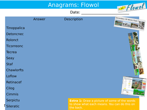 Flowol Programming Anagram Sheet ICT Computing Starter Activity Keywords KS3 GCSE Cover