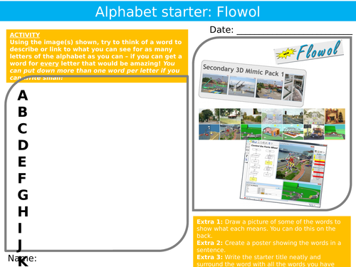 Flowol Programming Alphabet Analyser ICT Computing Starter Activity Keywords KS3 GCSE Cover