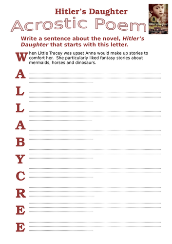 Hitler's Daughter - Acrostic poem and Mix and match