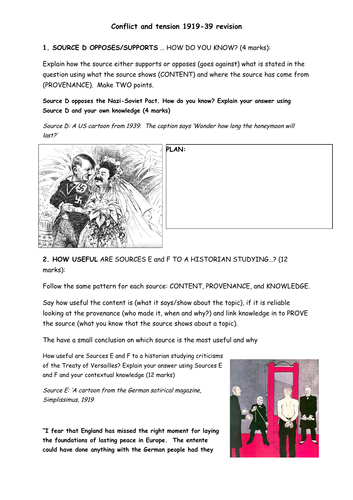 AQA 8145 - Conflict and tension 1919-39 revision all question styles