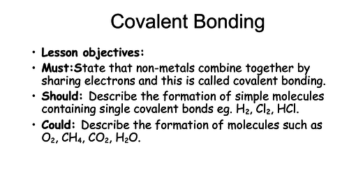 New Btec Level 3 Applied Science Unit 1 A1 Covalent Bonding Lesson 3 