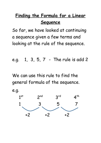 Finding the Formula for a Linear Sequence | Teaching Resources