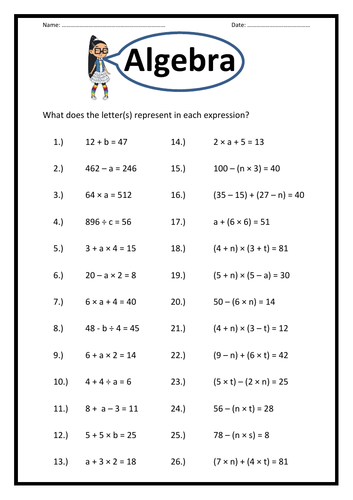 Algebra Worksheets - KS2 or KS3