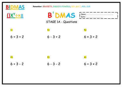 BIDMAS - Video and Worksheets