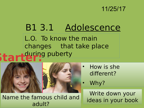 Adolescence and puberty