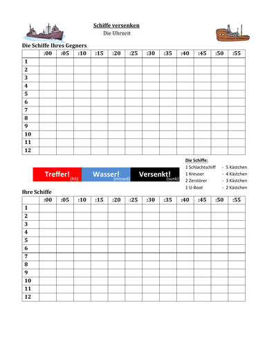 Uhrzeit Time In German Schiffe Versenken Battleship