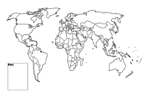 Blank World Map (with key and South Sudan)