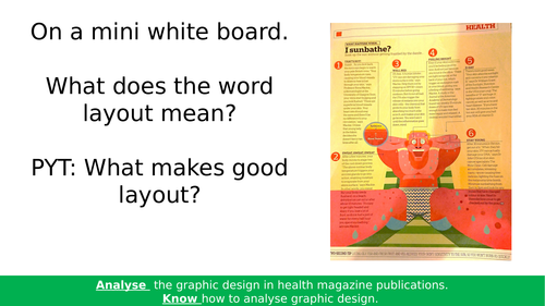 AQA KS4 Art & Design Graphic Illustration. Magazine Page Layout Analysis.