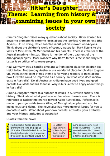 Hitler's Daughter - Theme: Learning from history and examining issues in your own society
