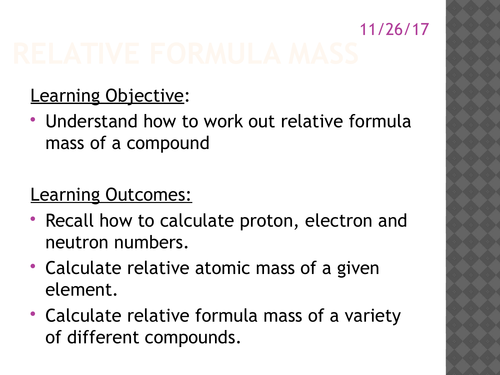 GCSE AQA Chemistry C4.1 Relative masses