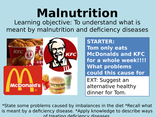 KS3/KS4 Lesson on Malnutrition and Disease