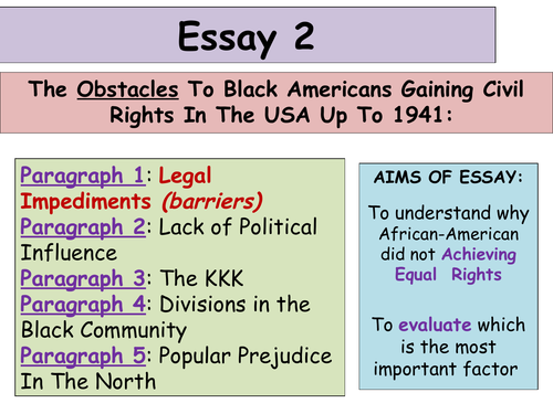 2017-18 UPDATED Higher History USA: Essay 2 Obstacles to Civil Rights