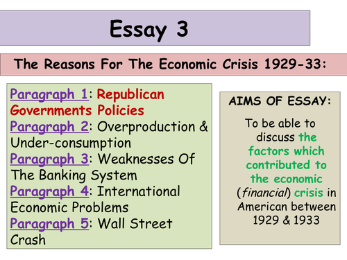 2017-18 UPDATED Higher History USA: Essay 3 Economic Crisis
