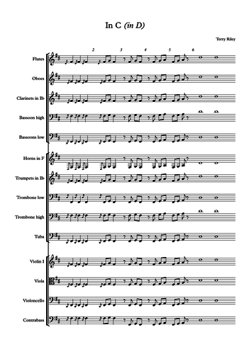 Terry Riley's in C transposed in D