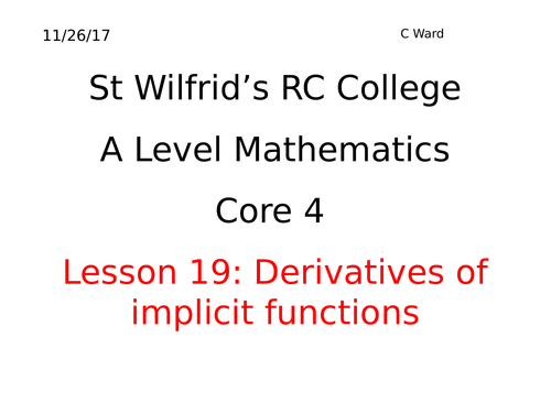 A2 MATHEMATICS: INTRODUCTION TO IMPLICIT DIFFERENTIATION