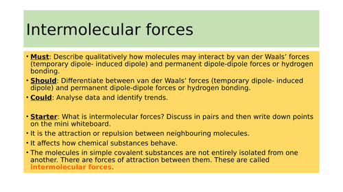 New BTEC Level 3 Applied science_Unit 1_A1_Intermolecular forces_Lesson 5