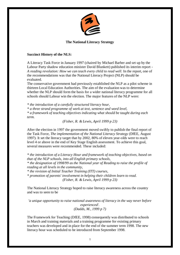 The National Literacy Strategy - Dissertation