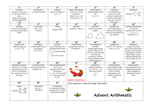 Advent Arithmetic: GCSE Higher