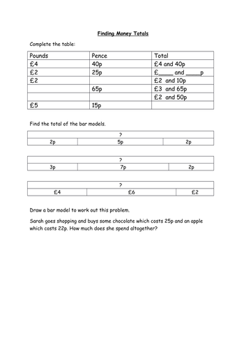 Finding Money Totals Year 2