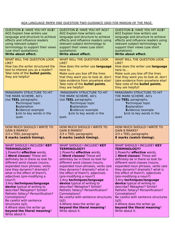 AQA Language Paper 1 Question 3 structure strip.