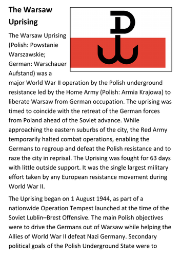 The Warsaw Uprising Handout