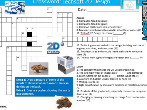 Techsoft 2D Design Crossword Puzzle Technology Starter Activity Keywords KS3 GCSE Cover