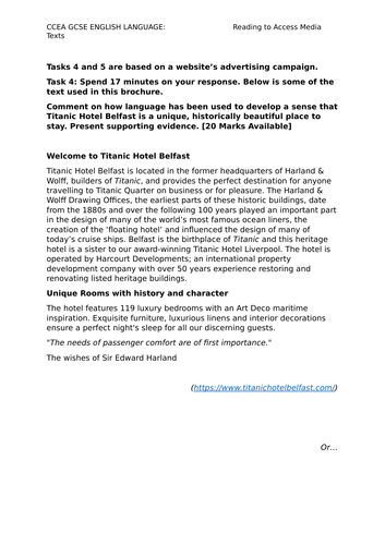 CCEA GCSE ENGLISH LANGUAGE: READING TO ACCESS NON-FICTION AND MEDIA