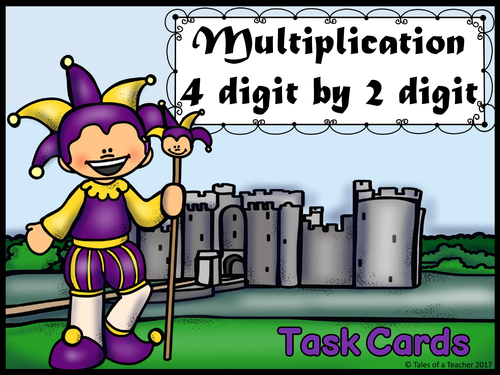 Multiplication 4 digit by 2 digit Task Cards