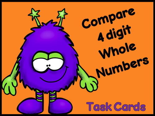 Comparing 4 Digit Whole Numbers Task Cards