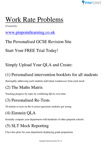 4 worksheets ratio for maths grade on Work learning worksheet by Rate GCSE pinpoint Problems