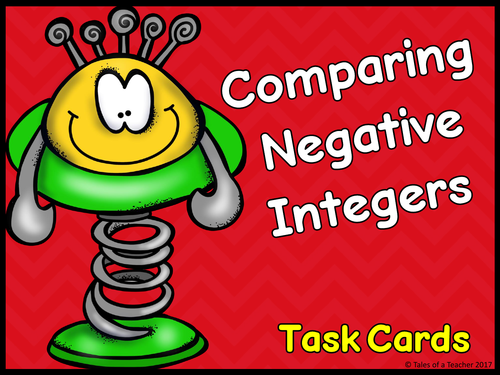 Comparing Negative Integers Task Cards