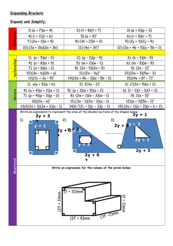 Differentiated Expanding Brackets Worksheets