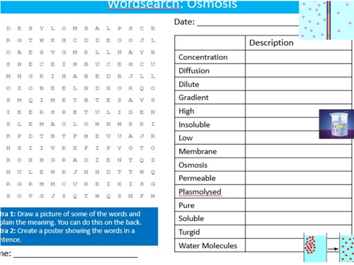 Osmosis Wordsearch Science Biology Starter Keywords Activity KS3 GCSE Cover Homework