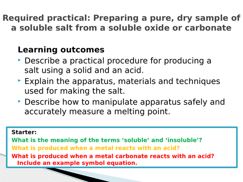 AQA GCSE 9-1 Chemistry - Chemical Changes-REQ PRAC - Preparing a pure, dry sample of a soluble salt