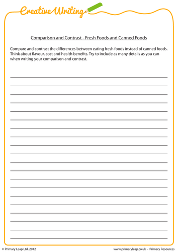 Comparison and Contrast - Fresh Foods and Canned Foods